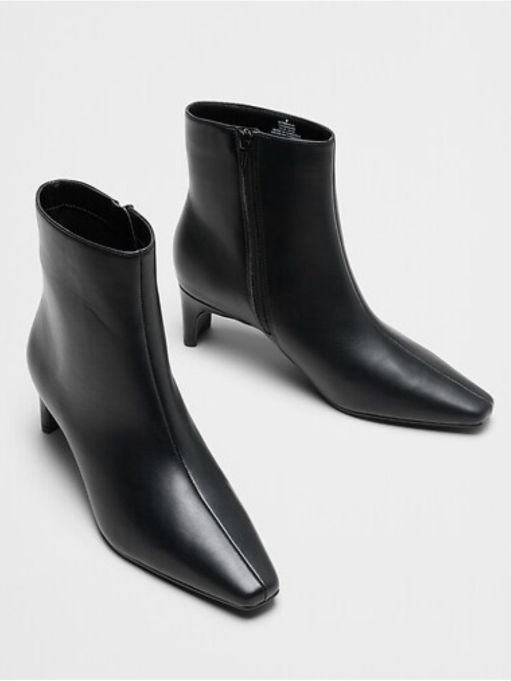 Banana Republic Black Vegan Leather Square-Toe Ankle Booties Size 9 - Picture 14 of 16